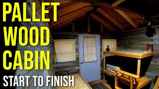 Hunting Cabin Built With Free Pallet Wood Pt10  Mini Cabin Pallet Building Pallet Shed Complete [upl. by Eessej]