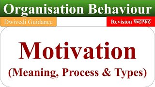 motivation meaning types of motivation process of motivation organisational behaviour motivation [upl. by Korwun5]