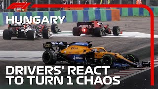 Drivers React To Turn 1 Chaos  2021 Hungarian Grand Prix [upl. by Arri]