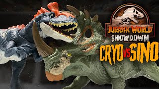 Mattel Jurassic World Cryolophosaurus vs Sinoceratops 4K Toy Showdown  collectjurassiccom [upl. by Coussoule]