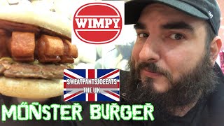 WIMPY REVIEW  UK FAST FOOD  MONSTER BURGER [upl. by Naitsihc]