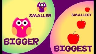 Bigger and Smaller amp Biggest and Smallest  Comparison for Kids  Learn PreSchool Concepts [upl. by Sharl]