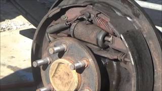 Changing wheel cylinder and bleeding brake on Dodge pickup [upl. by Dominus]