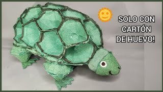 como hacer una tortuga con cartón de huevo muy fácil [upl. by Egrog]