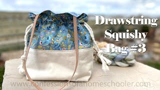 Easy DRAWSTRING Squishy Bag with Handles  TUTORIAL [upl. by Bonner]