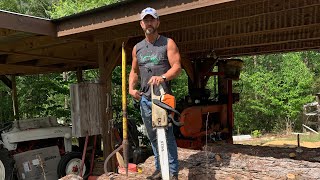 Cutting Logs on the Sawmill [upl. by Llennol]