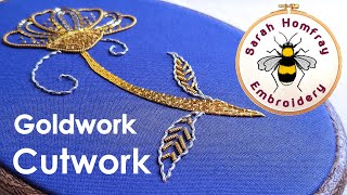 Cutwork amp finished piece Goldwork embroidery for beginners Flosstube tutorial [upl. by Akimrehs]