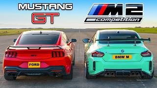 New Mustang V8 v BMW M2 DRAG RACE [upl. by Yrmac279]