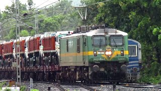 Arakkonam WAG9 with RORO train  Konkan Railway [upl. by Nap]