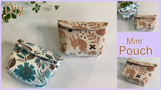 ミニファスナーなしポーチ作り方 How To Make Mini None Zippered Pouch  easy sewing tutorial diy [upl. by Swerdna152]