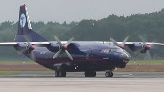 Ukraine Air Alliance Antonov AN12BP taxiing amp engine shut down at MünsterOsnabrück Airport [upl. by Sakmar]