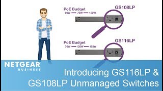 Flexible PoE Power with GS116LP amp GS108LP Gigabit Ethernet Unmanaged Switch  NETGEAR Business [upl. by Shornick]