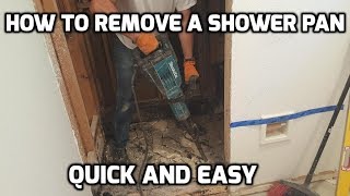 How to Demo and Remove a Difficult Hard Shower Pan [upl. by Atinna]