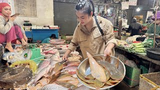 Market show Buy tongue fish for cooking  Cooking with Sreypov [upl. by Berkley234]