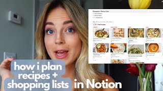 🍲 NOTION TOUR  how i organize my recipes and shopping list [upl. by Lseil]