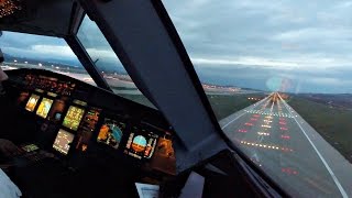 COCKPIT VIEW  Airbus A320  Smooth Dawn Landing at Athens LGAV  GoPro Pilots View [upl. by Hester176]