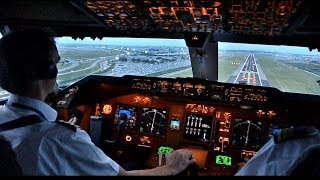 KLM B747400ERF Beautiful Landing at AMS  Cockpit View [upl. by Ecidna446]