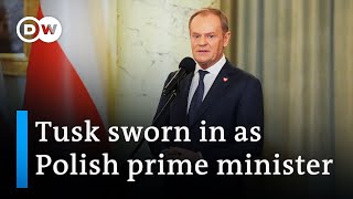 Donald Tusk forms new government in Poland  DW News [upl. by Arratoon]