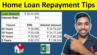 Home Loan Repayment Tips with Calculation  Prepayment Calculator in Excel [upl. by Orelu]