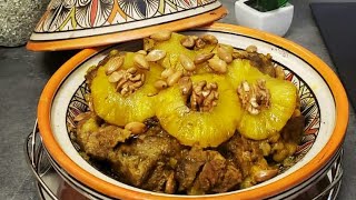 طاجين اللحم و الأناناس معسل  tajine marocain de viande et ananas  Moroccan tajine [upl. by Kamal]