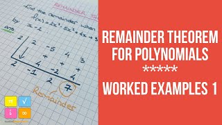 Remainder Theorem for Polynomials  Examples 1 [upl. by Sivrep973]