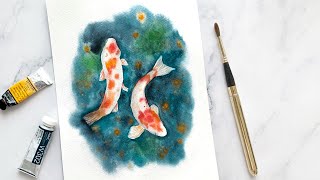 How to Paint Koi Fish  Watercolor Tutorial [upl. by Enalda]