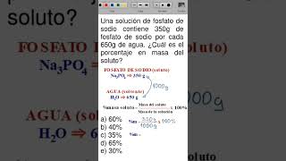 Una solución de fosfato de sodio contiene 350 g de fosfato por cada 650 g de agua química quimica [upl. by Cower]