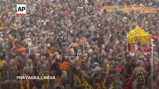 Indian authorities use AI drones and facial recognition for security at Maha Kumbh festival [upl. by Naujej147]