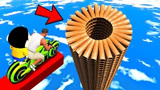 SHINCHAN AND FRANKLIN TRIED THE IMPOSSIBLE MULTIPLE CIRCULAR PIPES TUNNEL PARKOUR CHALLENGE GTA 5 [upl. by Adnert]