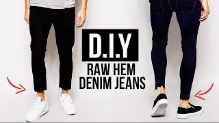 HOW TO RAW HEM JEANS CROPPED CUT JEANS DIY TUTORIAL  JAIRWOO [upl. by Ruperto363]