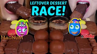 ASMR LEFTOVER DESSERT RACE CHOCOLATE MOUSSE CUP TOYBOX MAX EGGS DOUBLE MAGNUM KINDER FERRERO 먹방 [upl. by Ennaecarg]