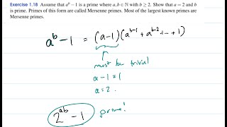 Number Theory prove that if ab  1 is prime then a2 and b is prime Mersenne Primes proof [upl. by Aneala]