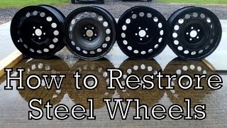 How to Restore Steel Wheels Rust Removal and Spray Painting [upl. by Joed]