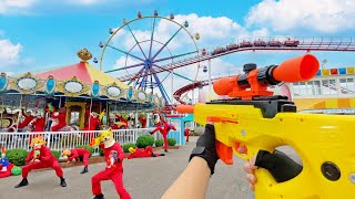 Nerf War  Amusement Park Battle 17 Nerf First Person Shooter [upl. by Isoj]