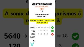 Critérios de divisibilidade por 3 matematica divisibilidade [upl. by Aiello]