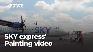 SKY express first ATR 72600  painting film and takeoff [upl. by Knighton21]