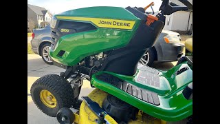 How to Replace Cutting Blades on John Deere LA100 Riding Lawnmower [upl. by Baseler585]