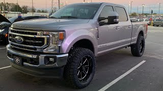 Ford F250 Lariat Covert Leveled on 35s Iconic Silver 2020 Akins Custom Before amp After Review [upl. by Canning]