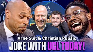 Slot amp Pulisic joke with Micah Titi amp Carra after their UCL wins  UCL Today  CBS Sports [upl. by Neely172]