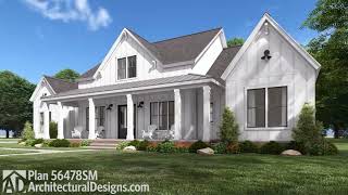 4Bedroom Modern Farmhouse House Plan 56478SM Virtual Tour w Interior Walkthrough  2400 Sq Ft [upl. by Einaffets898]