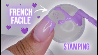 UNE FRENCH FACILE  💜  TAMPON STAMPING 💅🏽 [upl. by Anomas612]