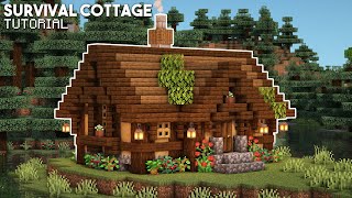 Minecraft How to Build an Aesthetic Cottage  Survival House Tutorial CottagecoreFairycore [upl. by Nerdna]