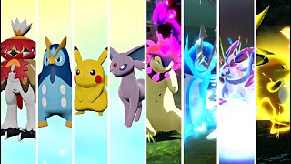 Pokémon Legends Arceus  All Starters Evolutions amp Signature Moves HQ [upl. by Roselani]