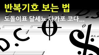 악보 반복기호 보는 법 도돌이표 달세뇨 다카포 코다 [upl. by Letnuahs597]