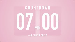 7 Min Countdown Flip Clock Timer  Simple Beeps 🌸🔔 [upl. by Carvey]