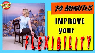 SEATED STRETCHING ROUTINE  Chair Exercises  Beginner Flexibility Routine [upl. by Inobe]