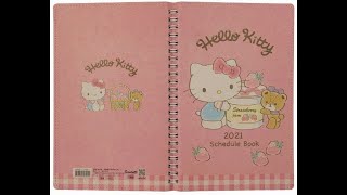 2020  2021 Hello Kitty 5x8 B6 Weekly Spiral Planner Agenda Schedule Book PINK Kraft Paper Cover [upl. by Lange]