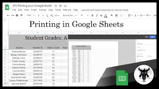 Google Sheets Beginners Printing your Google Sheet 29 [upl. by Anitram59]