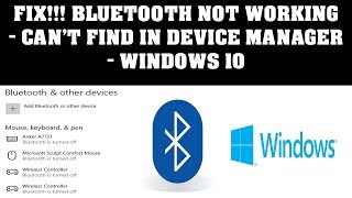 Fix Bluetooth Not Working  Cant Find In Device Manager  Windows 10 [upl. by Teodorico663]