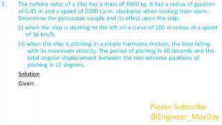 Question Solution on Gyroscopic Couple and Precessional Motion Part 2 [upl. by Hsuk]